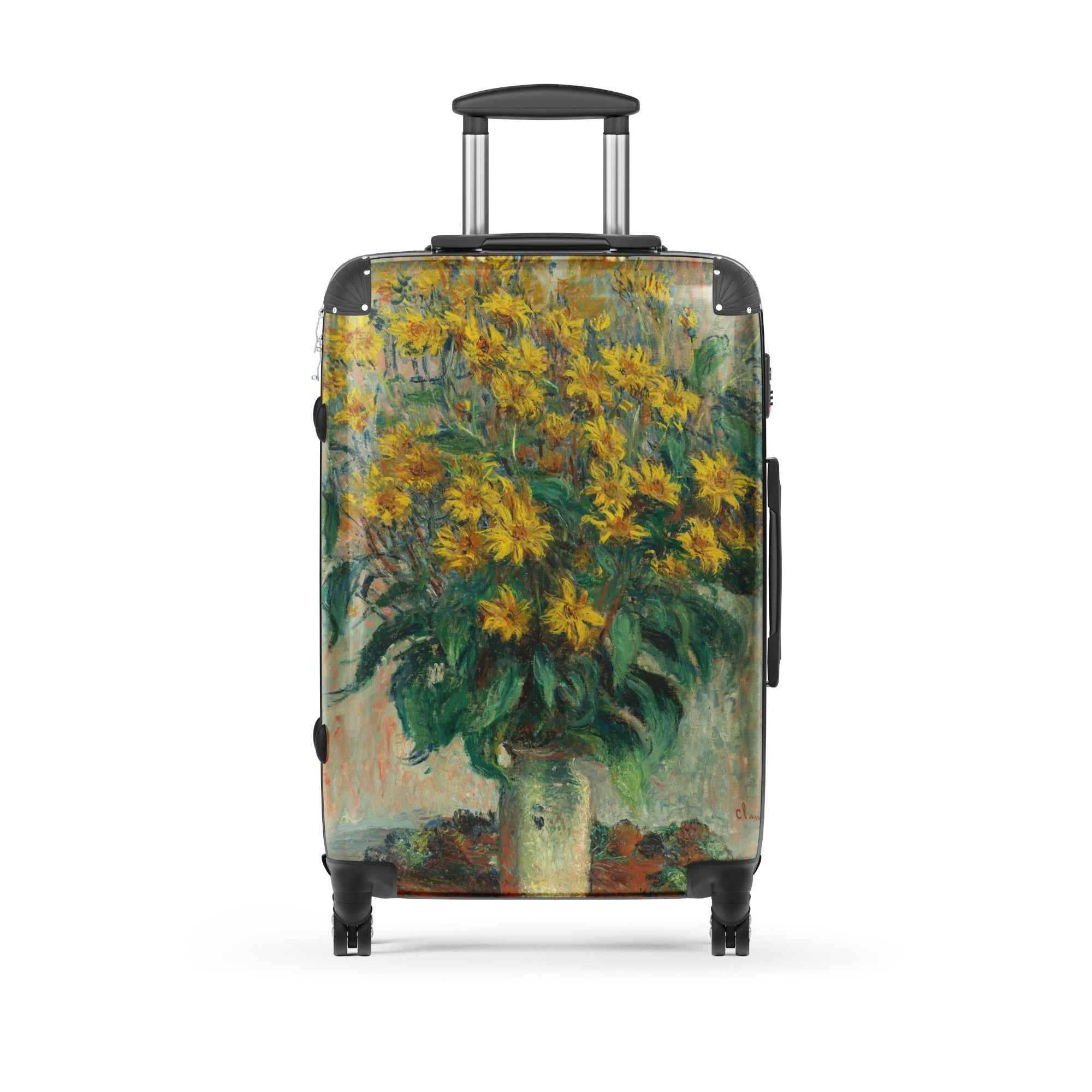 Claude Monet Suitcase - Jerusalem Artichoke Flowers Hard-Shell Travel Accessory - Rosetta Creative Boutique